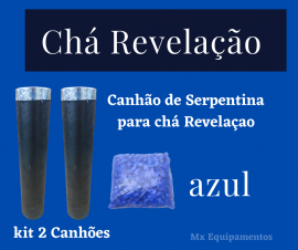 kit 2 Canho de Serpentinas para ch Revelao Azul