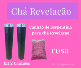 kit 2 Canho de Serpentinas para ch Revelao Rosa